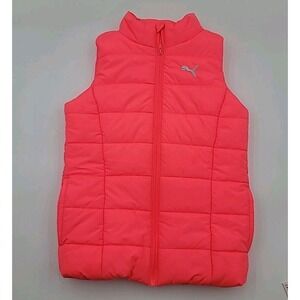 Puma Puffer Vest Women's Pink Zip Up Lightweight Jacket Size Medium